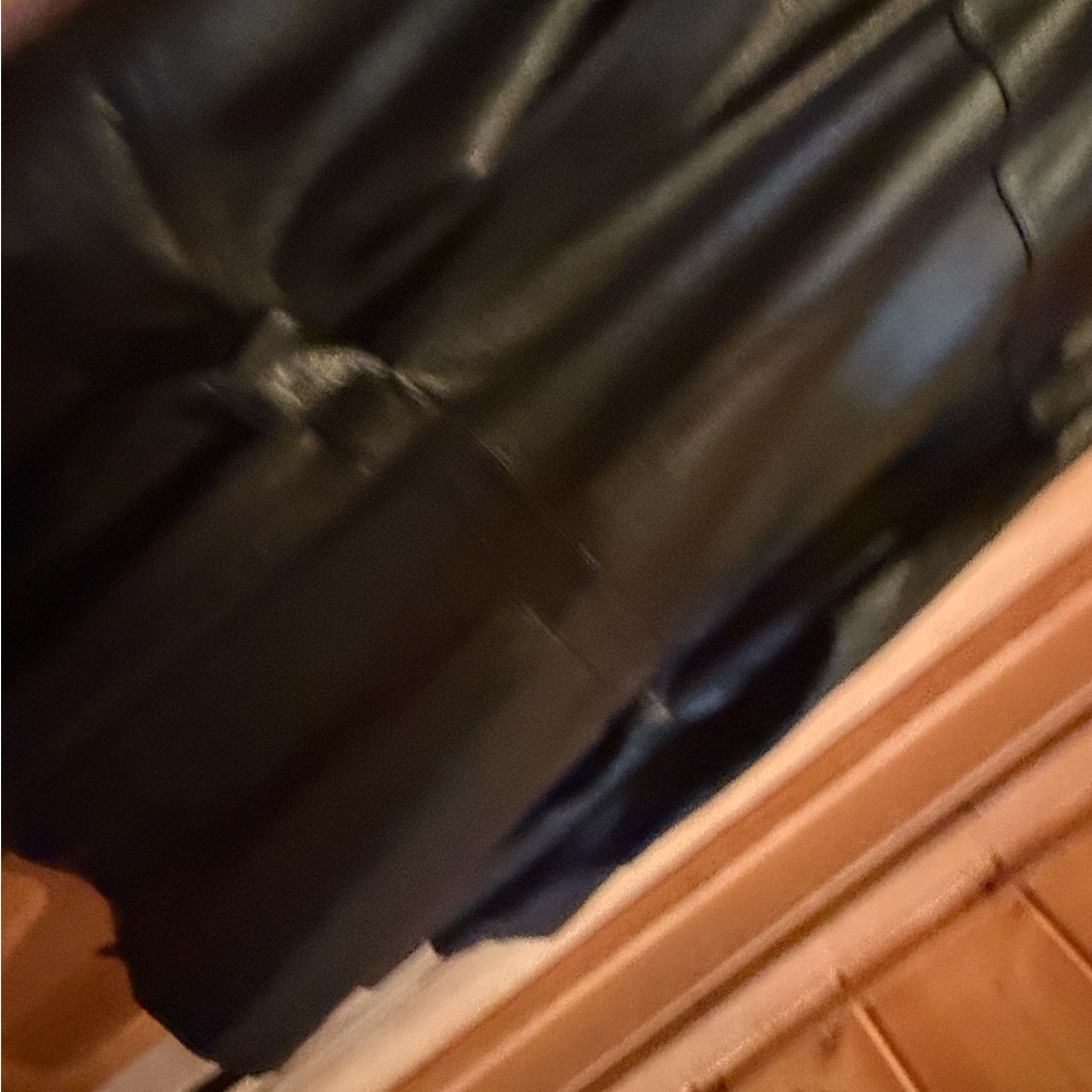 Women's Black Leather  Tie-Waist Jacket - Picture 3 of 5